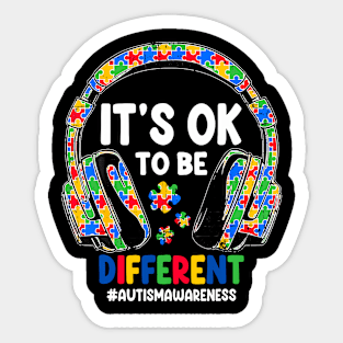 Autism Awareness Headphones It'S Ok To Be Different Kids Sticker